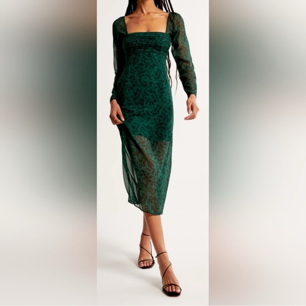 Elegant Green Floral Dress